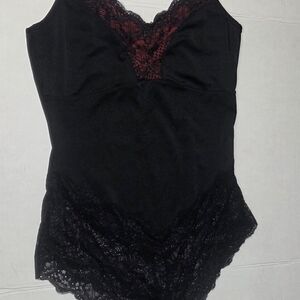 Black and Red Lace Bodysuit